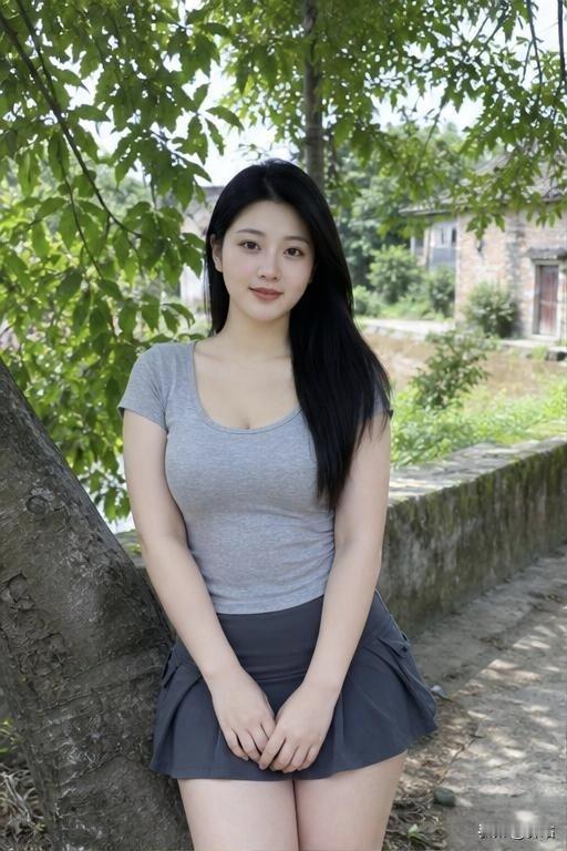 美图欣赏，看图写诗，情感解读

《乡隅佳人》
 
七律
翠树青砖旧舍旁，青丝垂落