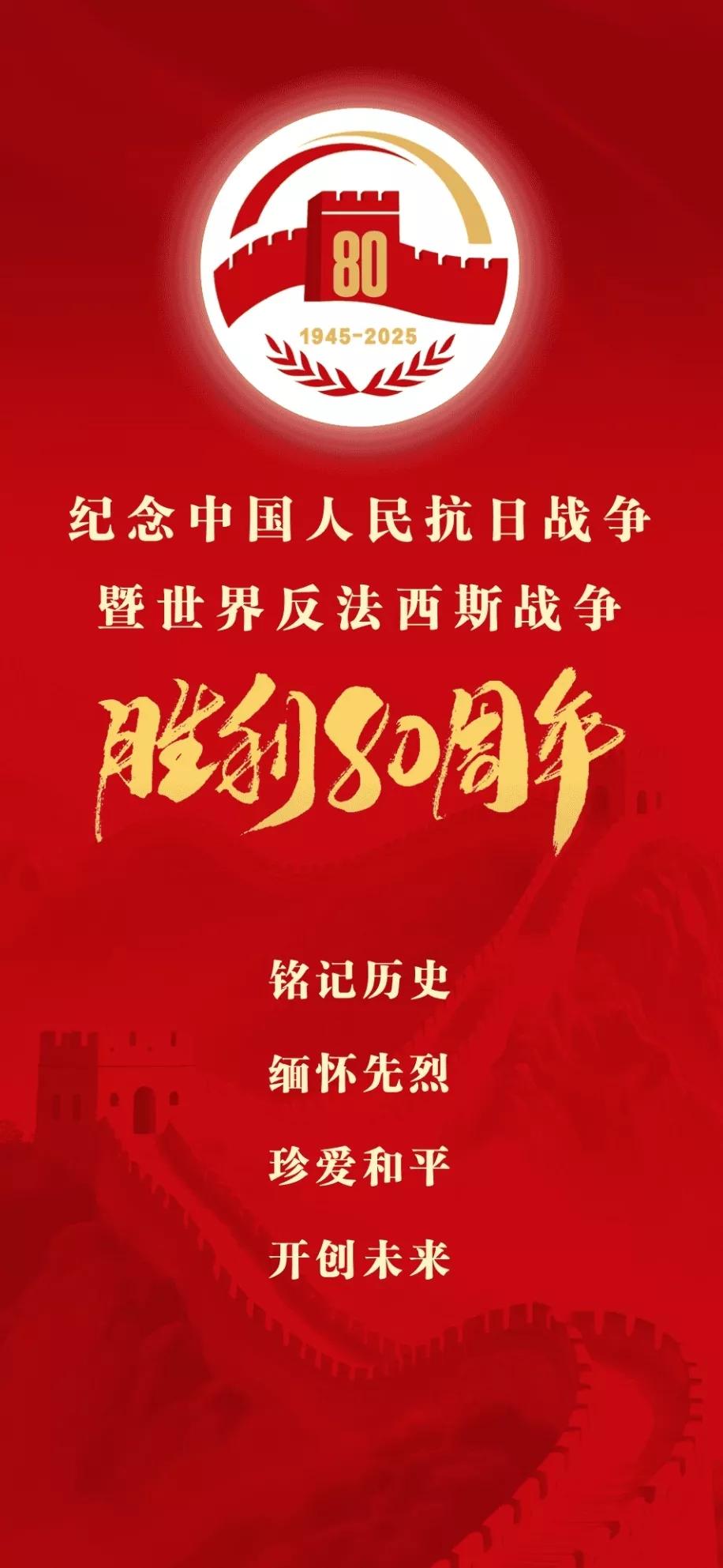 纪念中国人民抗日战争暨世界反法西斯战争胜利80周年！抗日胜利80年 抗战80周年
