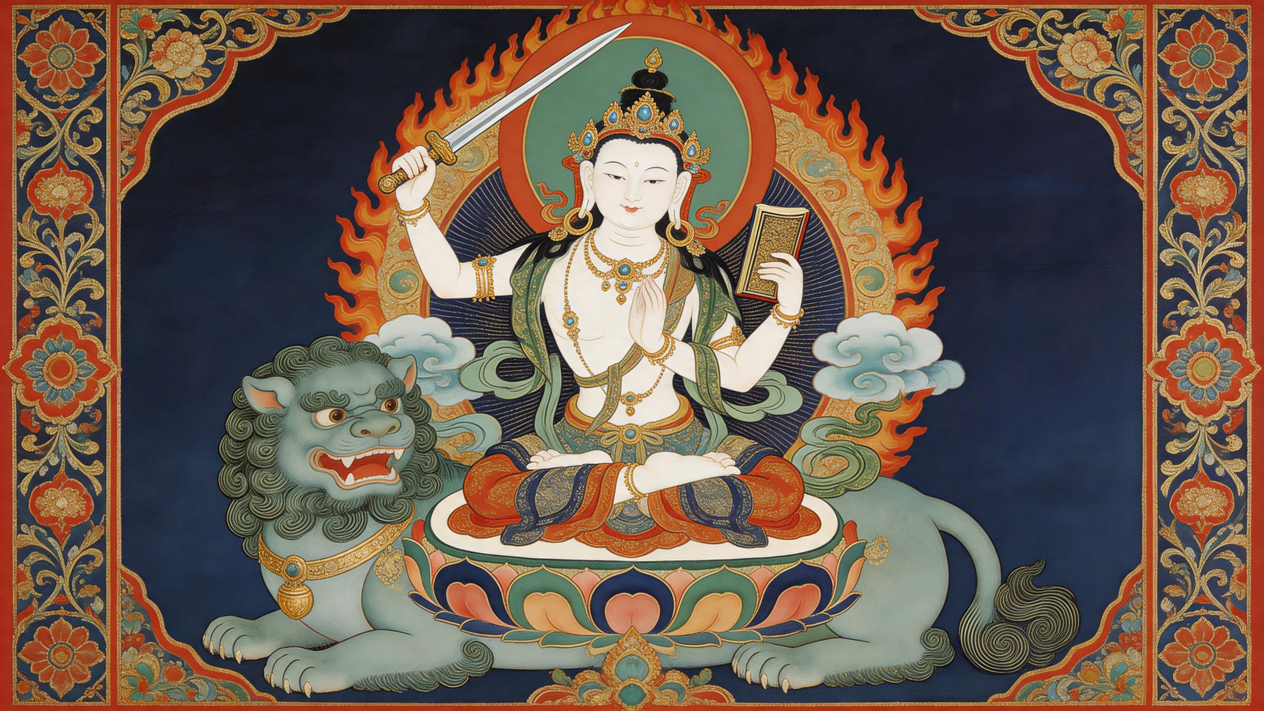 遇事常怀正念，愿文殊菩萨为我指引前路。 