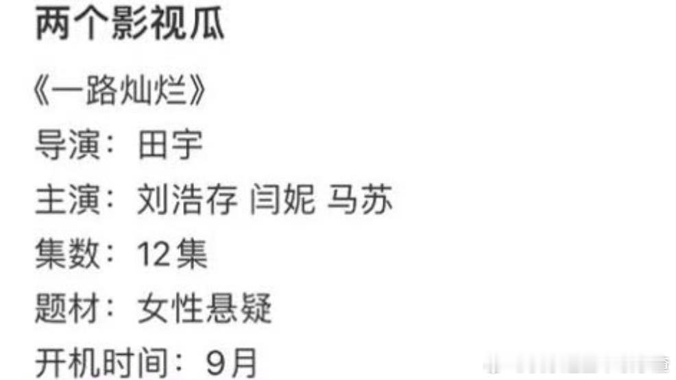 12集悬疑剧《一路灿烂》：刘浩存、闫妮、马苏导演：田宇《承欢记》 ​​​