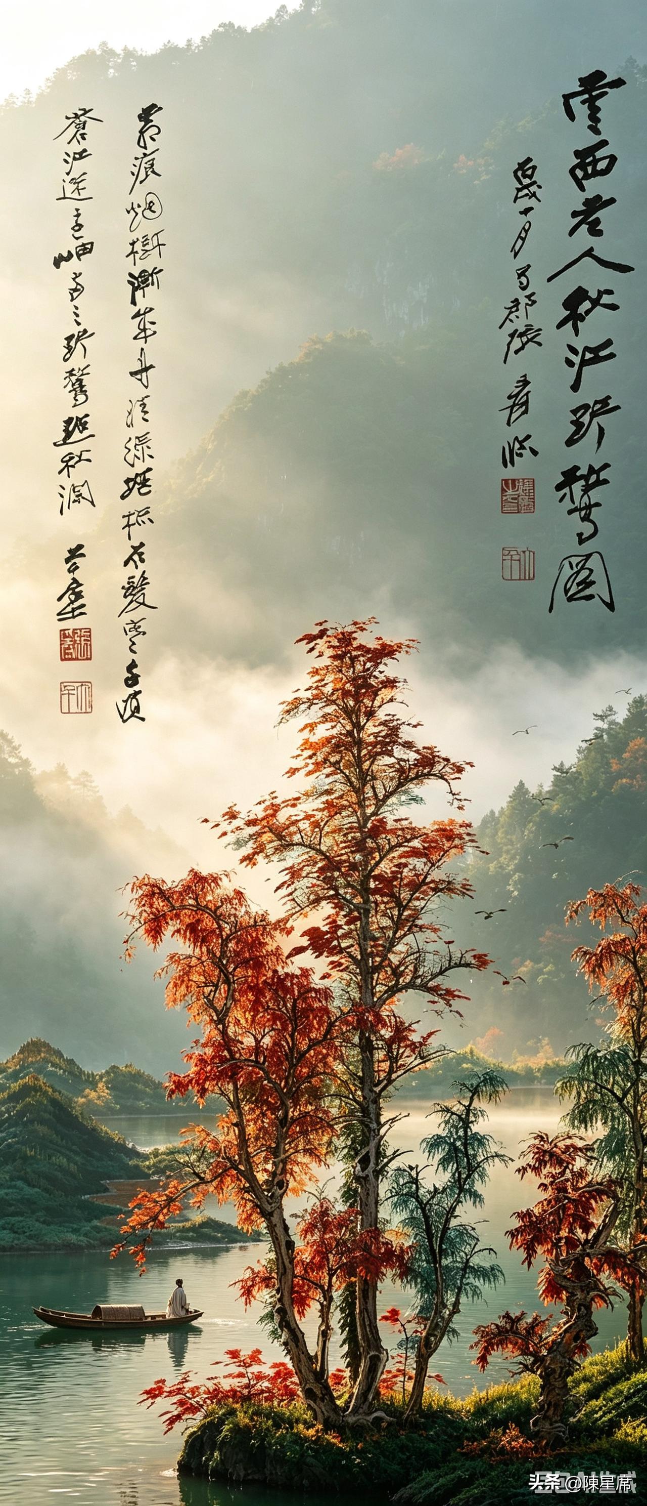 秋日生活打卡季云生幽谷，雾锁危峰，烟岚漫卷，隐见青峰。