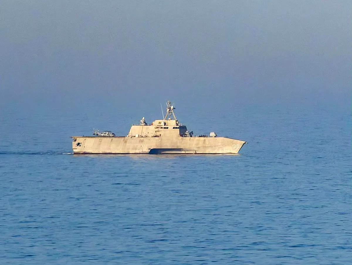 美国中央司令部发布照片，宣称独立级濒海战斗舰“堪培拉”号（LCS-30）开始在阿