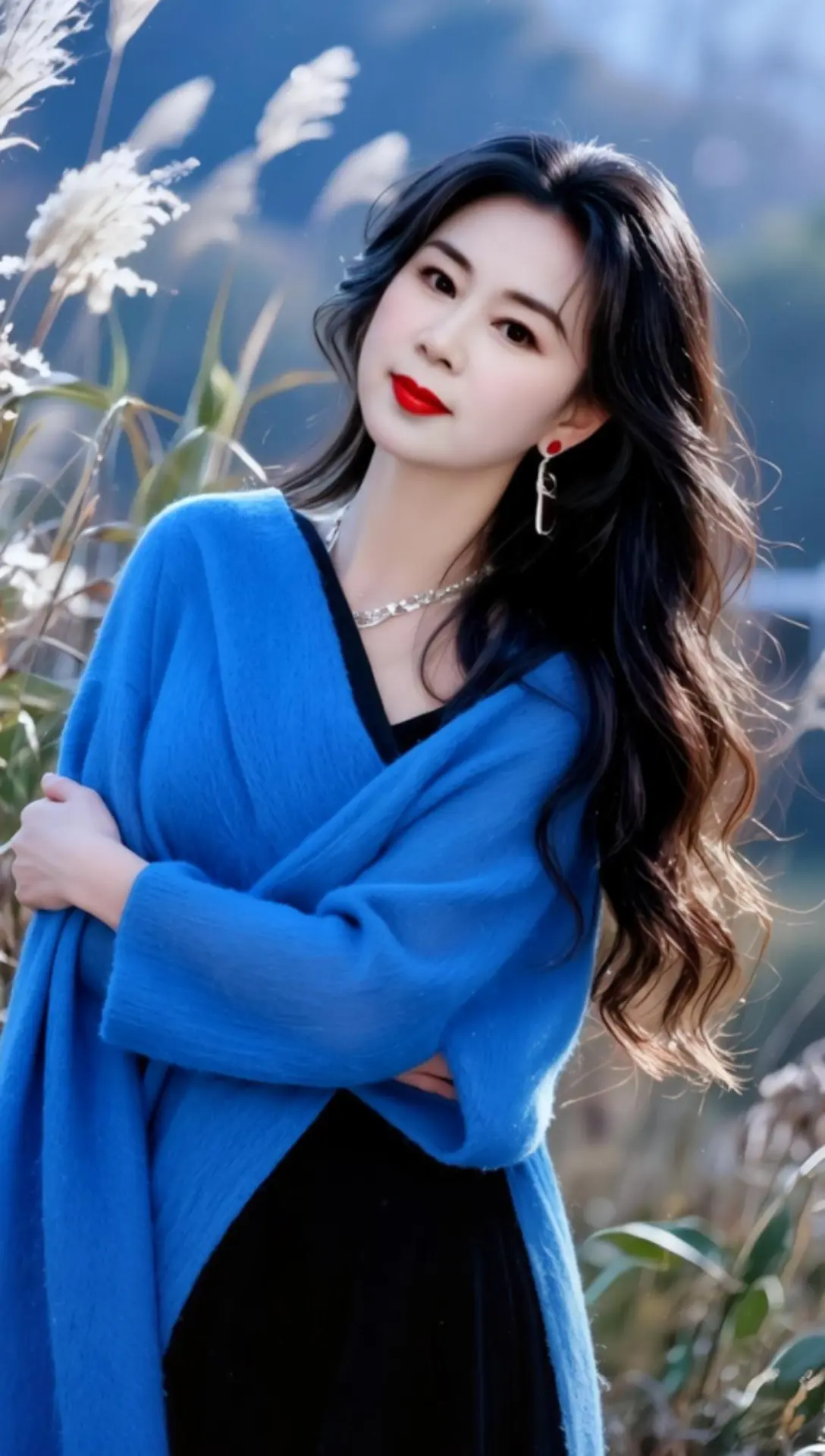 AI蓝衫苇畔轻转身 ai创作