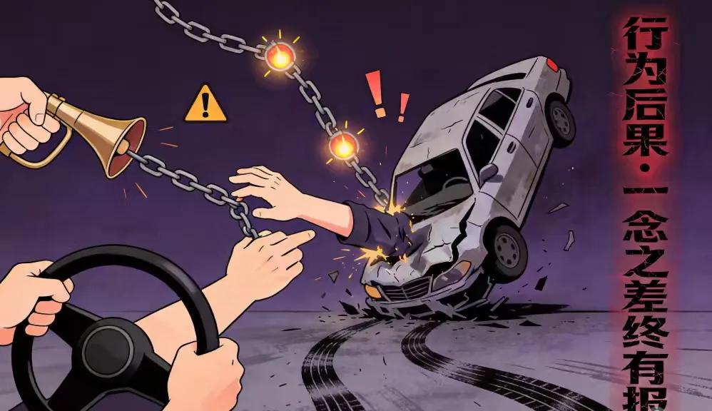 交警回应“竖中指挑衅遭撞车”：路怒与违法，没有赢家
一把中指，一次冲撞，两辆受损