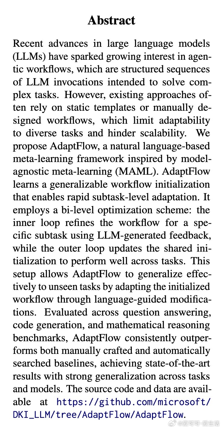 [LG]《AdaptFlow: Adaptive Workflow Optimi
