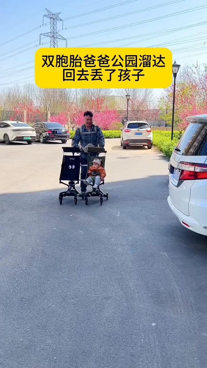 双胞胎爸爸公园溜达，回去丢了孩子。
