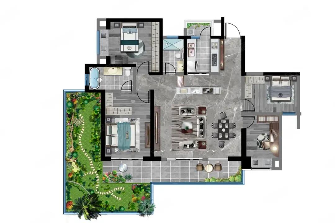 这是一座藏在城市里的温柔宅院，每一寸空间，都写着生活的诗意。
 
客餐厅一体，动