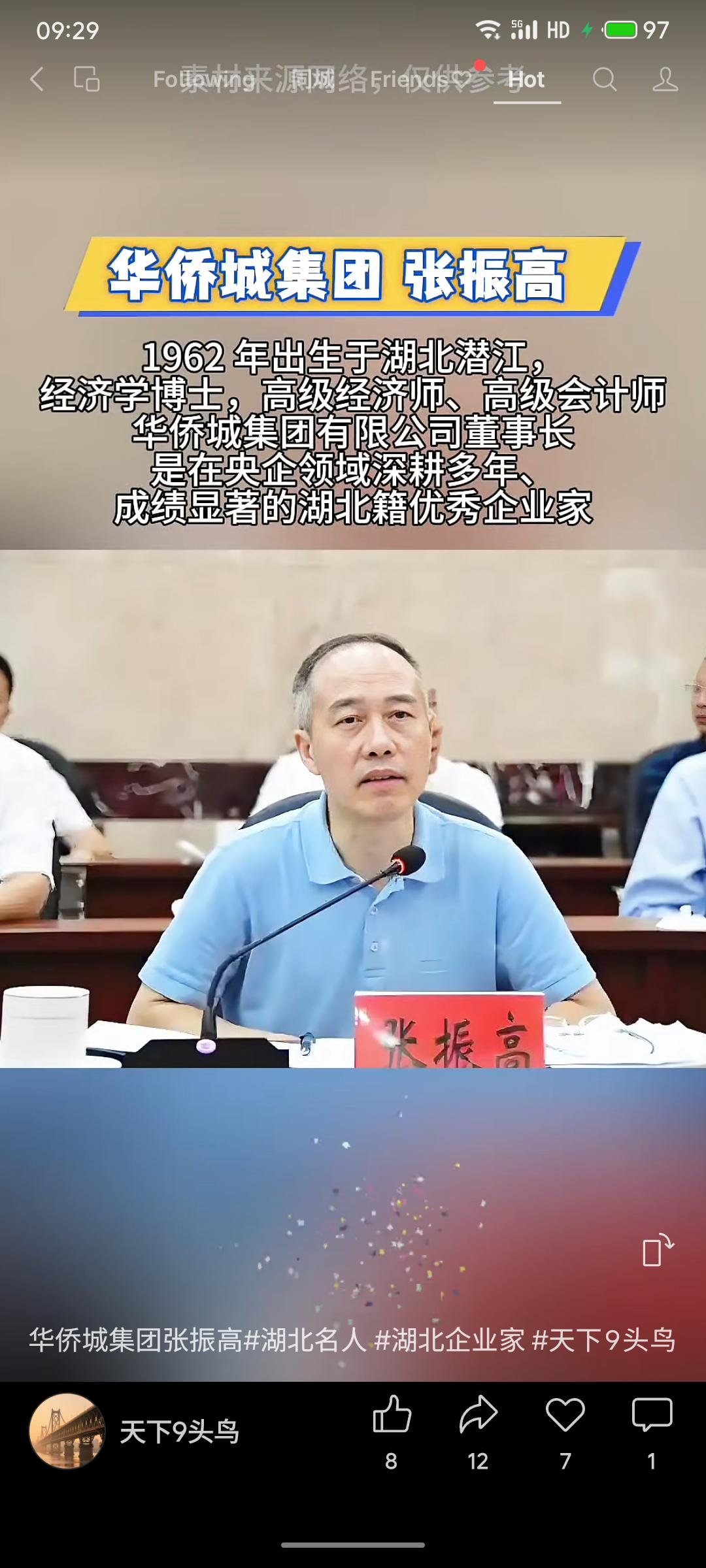 张振高，湖北潜江人，经济学博士，现任华侨城集团董事长。他专注文旅主业，推动企业稳