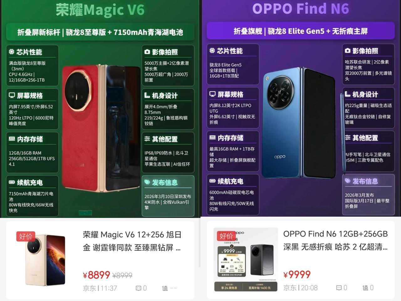 狭路相逢勇者胜！这一次荣耀Magic V6和OPPO Find N6还是迎来了正