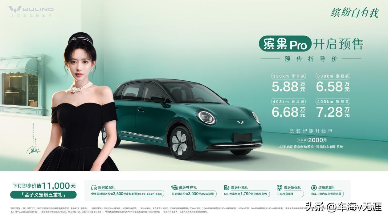 给海鸥、星愿上上强度！缤果Pro预售5.88万起。

就在刚刚，定位纯电小型车的