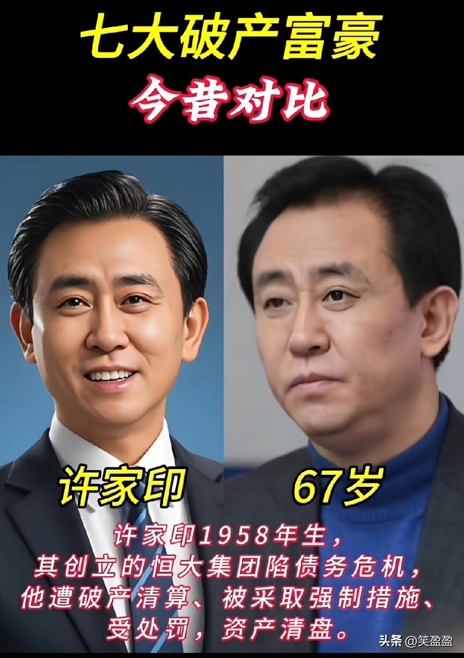 七大破产富豪今昔对比
曾经的辉煌， 如今的迷途
鹰飞得再低也还是鹰，
​鸡永远也