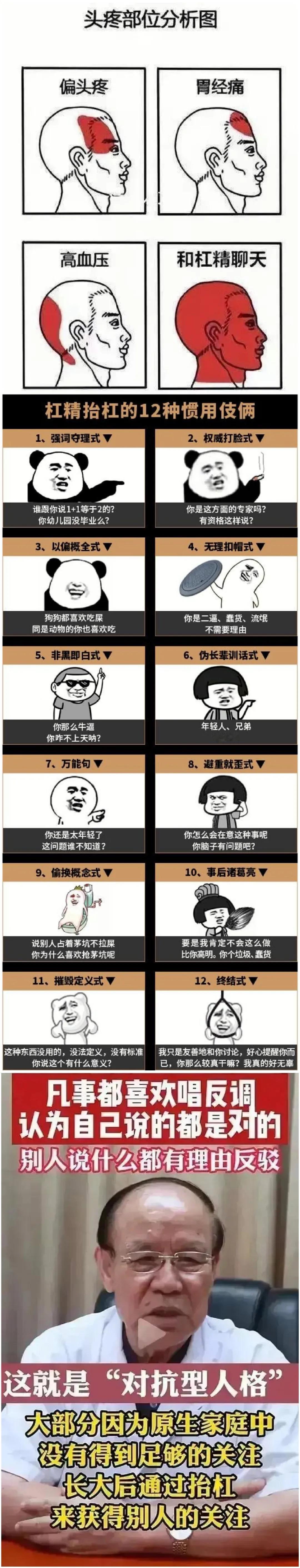 头痛！[发怒]
病因，被“杠精”气的！

杠：抬杠，唱反调爱反驳。
精：精灵，说