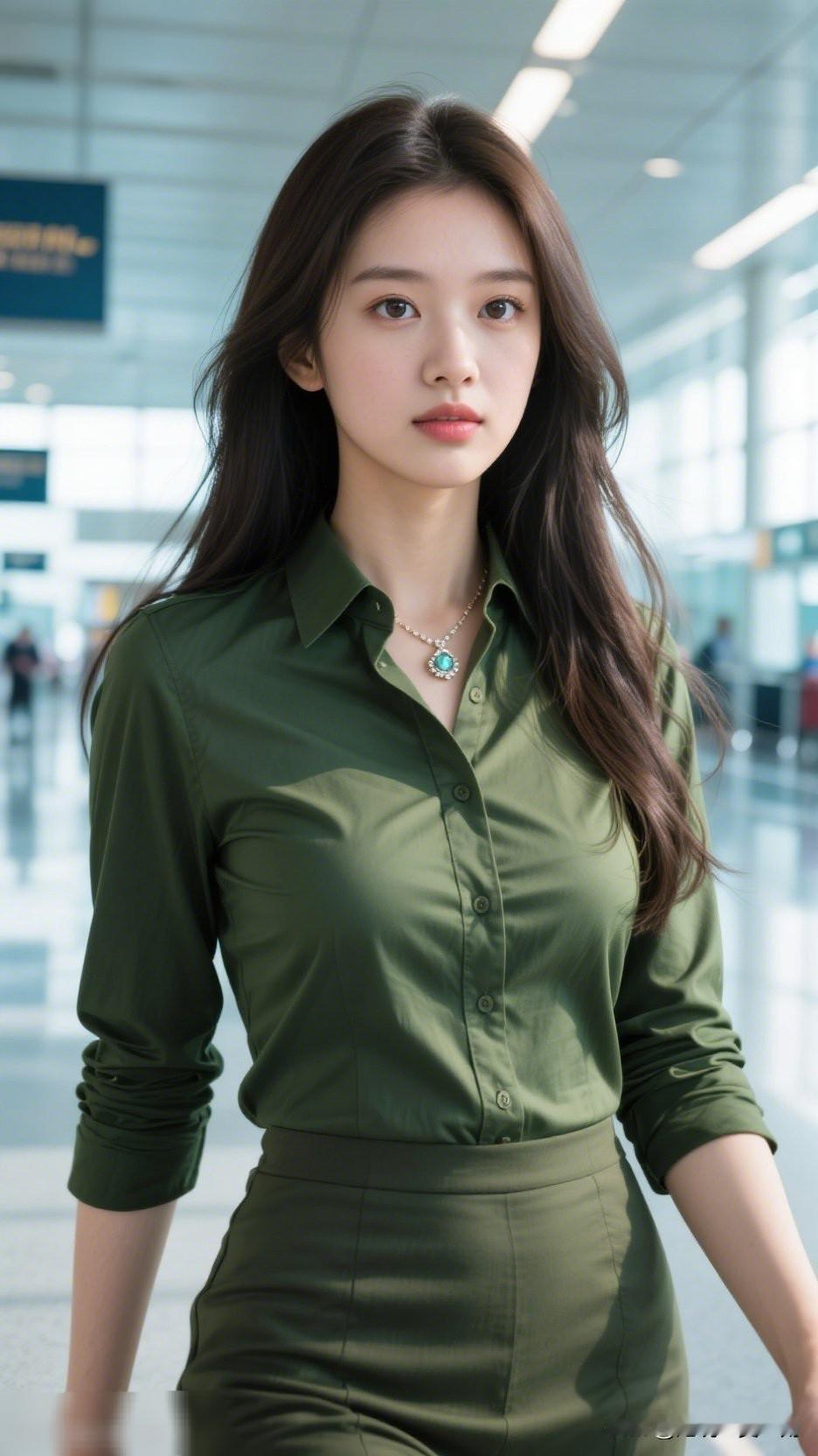 优雅职场风，绿意盎然穿搭，自信满满！看看气质女神的穿着搭配吧