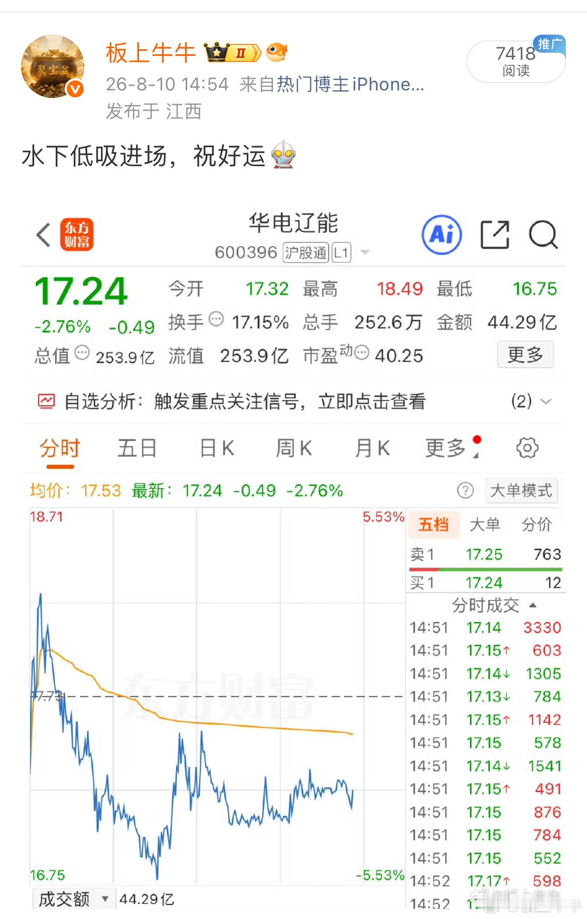 饭都喂到嘴边了，听话照做很难吗，华电昨日已获利了结，清仓离场！ 
