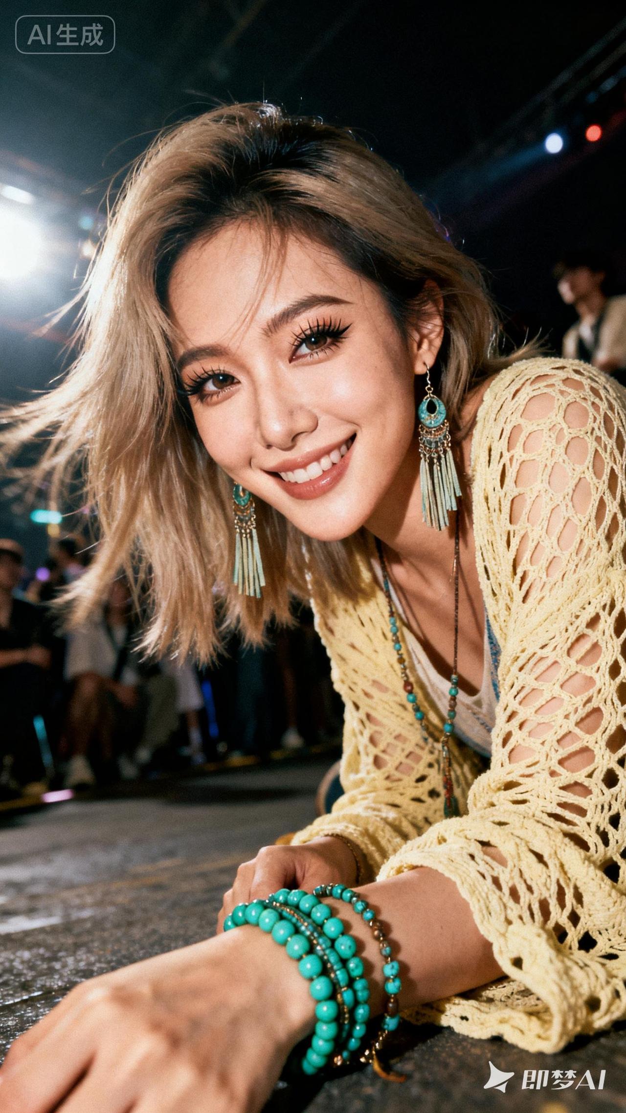 夜场嗨翻天，闪耀的灯光下，她笑靥如花，光彩夺目！💃🔥