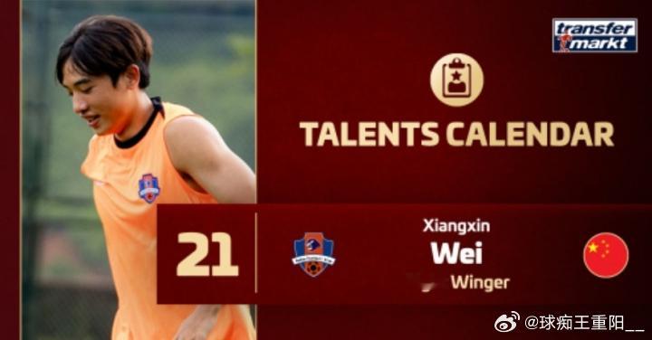 将加盟法甲欧塞尔的魏祥鑫成为德转今年“圣诞倒计时巧克力”中第21个介绍的世界足球