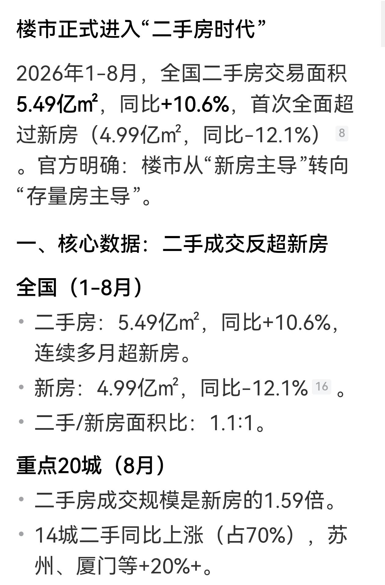"存量房时代"终于是全面到来了

前两天公布的数据明说了：二手房网签量头一回超过