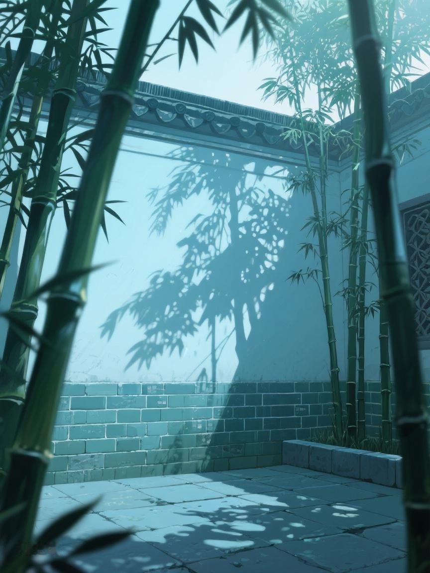 AI妙生图透过竹叶缝隙，阳光轻洒在旧墙。时光静静流淌，每一处角落都藏着故事🌿