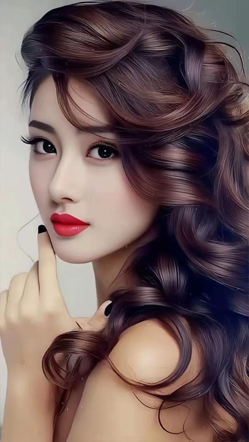 这卷发造型真是太迷人了，连手指都忍不住想要触摸一下！