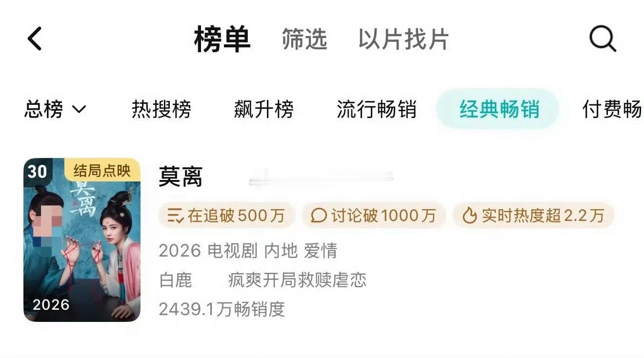 白鹿 丞磊《莫离》进腾讯拉新年榜 