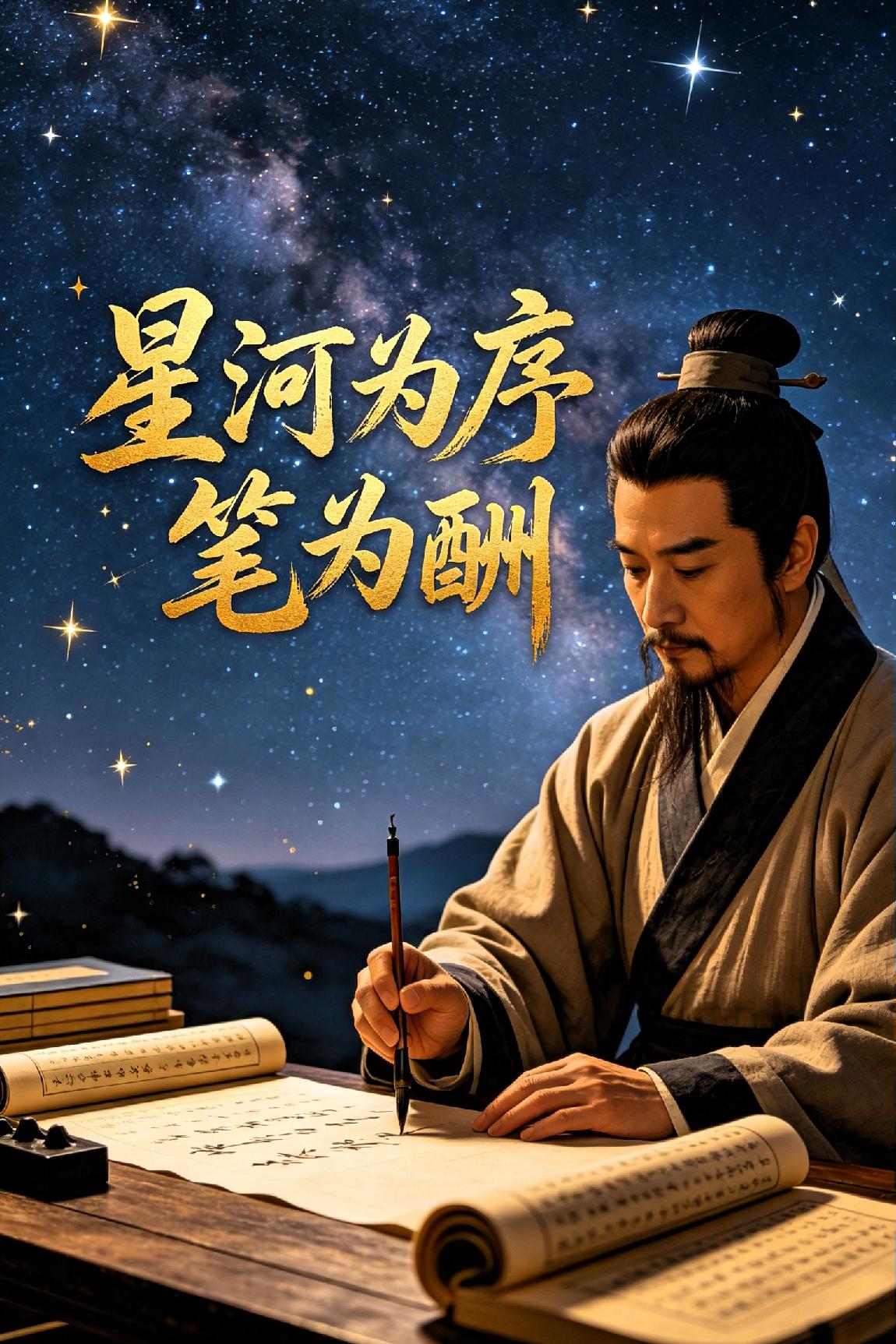 七律·星河为序笔为酬

 
星河为序笔为酬，独倚清宵望九州。

银汉垂光铺素卷，