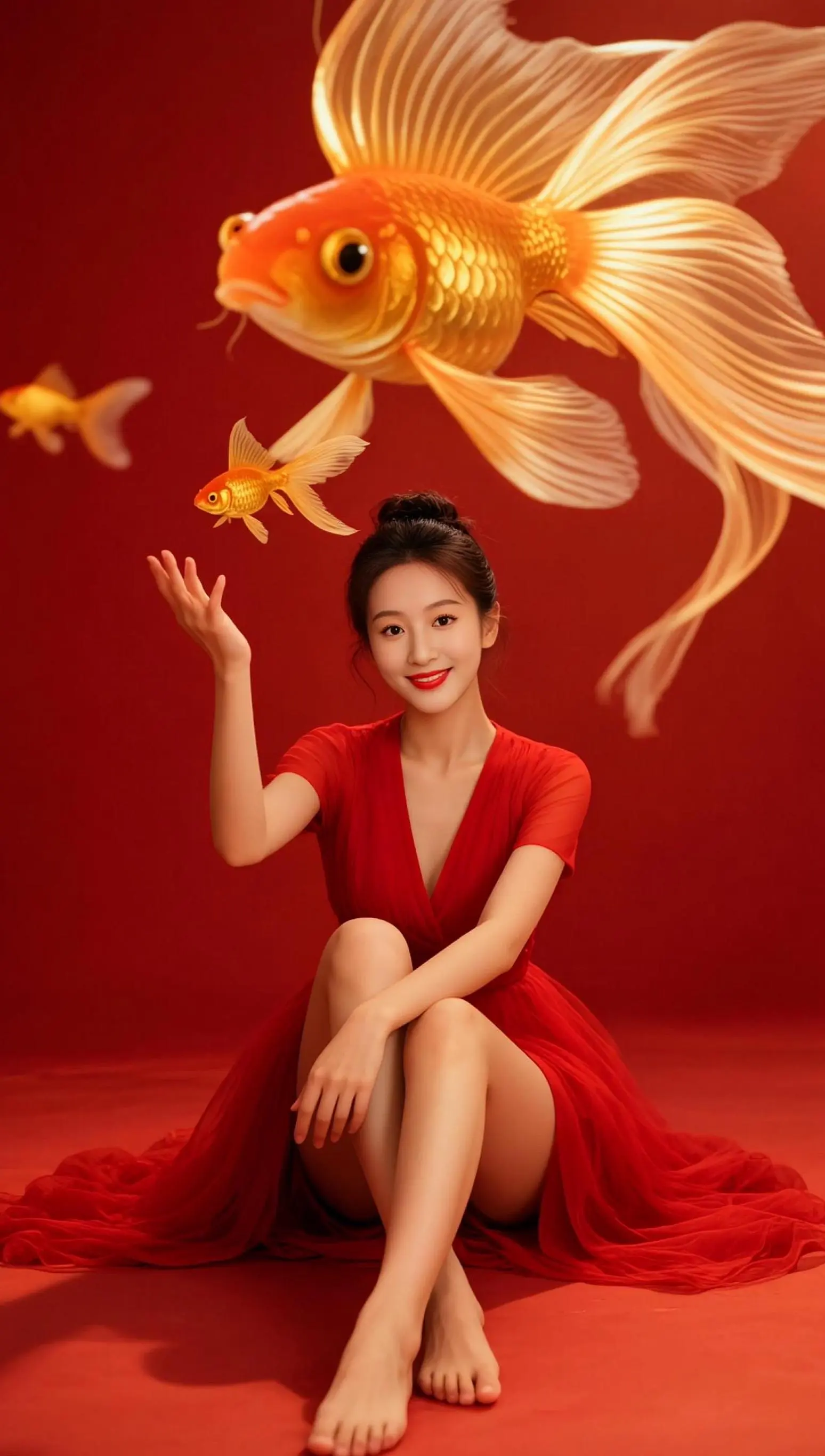AI红装金鲤写真 ai创作