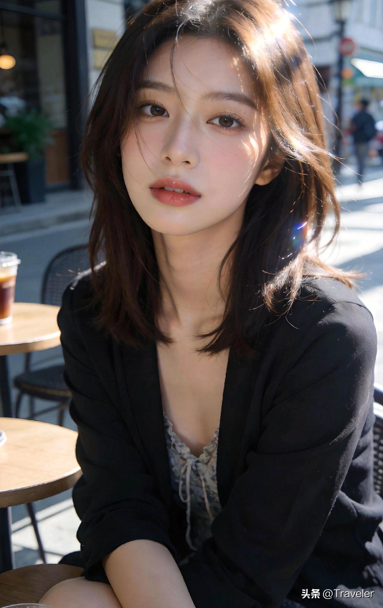 阳光下的咖啡时光，温柔少女心满满🌞☕️💕