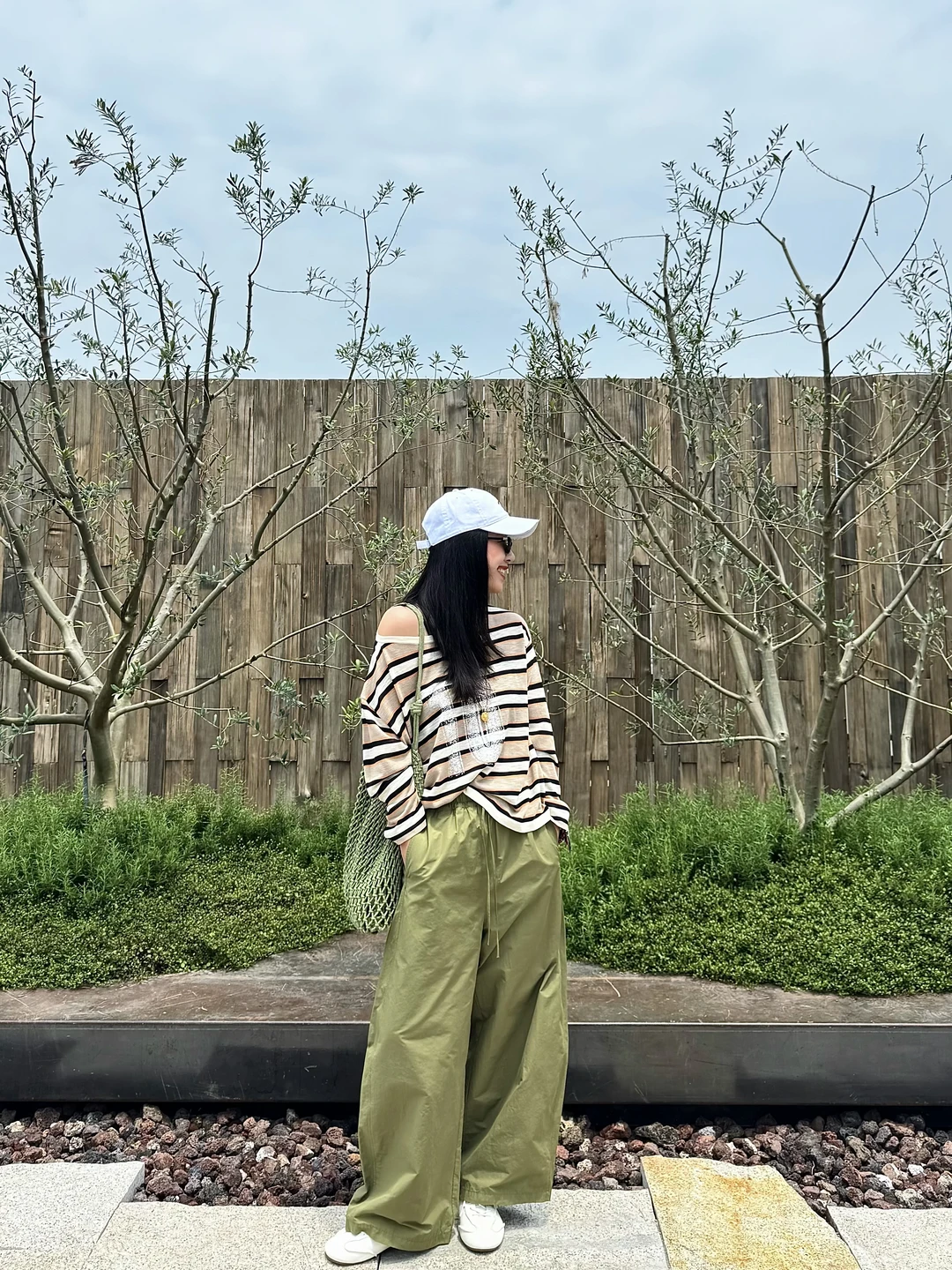 经典条纹配廓形裤～