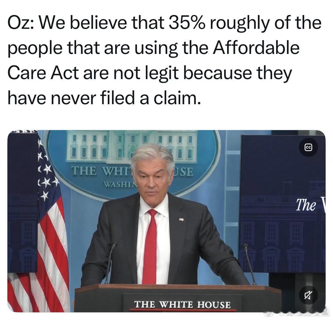 联邦医保负责人：我们认为，有政府保险的人，大概35%不合格，因为他/她们从未申请