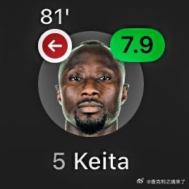 纳比·凯塔（30岁）对阵费内巴切的表现...🤩• 89%的传球成功率• 地面对