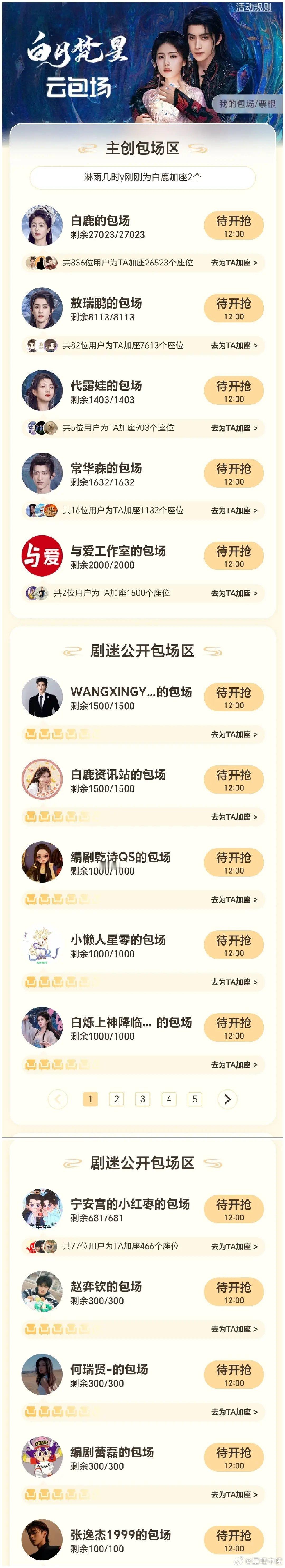 白鹿 平等爱我遇到的每个角色 《白月梵星》云包场来了，开播之前15分钟：4790