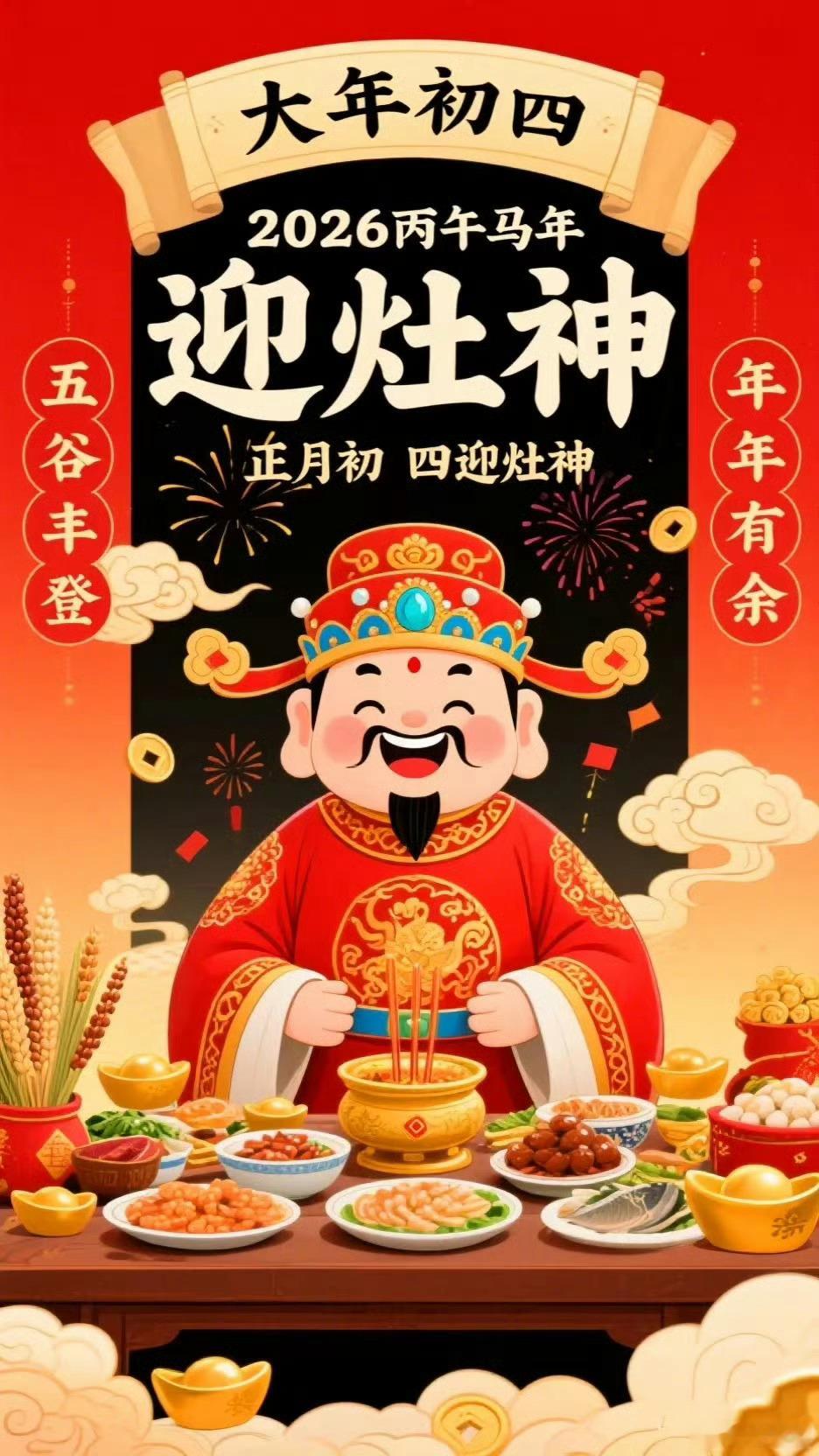 大年初四 扔穷大年初四，扔穷神，迎灶神，接财神，纳福气，转赞灵 