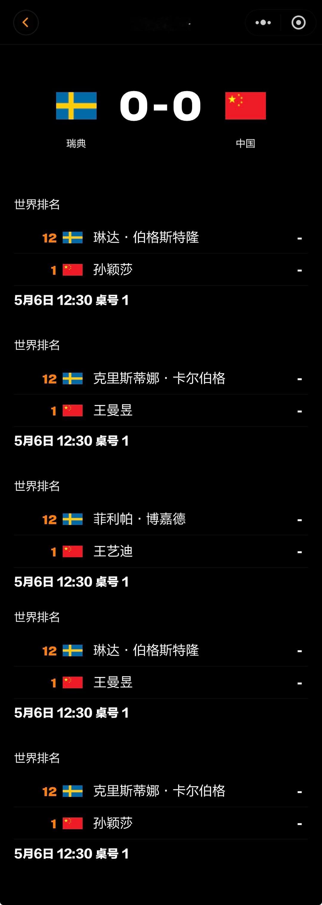 伦敦世乒赛团体赛 🏓赛事预告🏓R162026.5.6 19:30 T1中国队