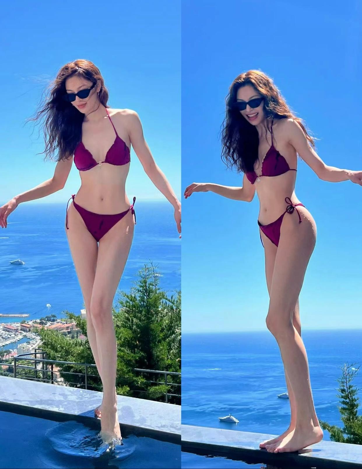 钟楚曦最出圈的一张照片，
如果没有修图即便在娱乐圈里也是顶级了。
近170的身高