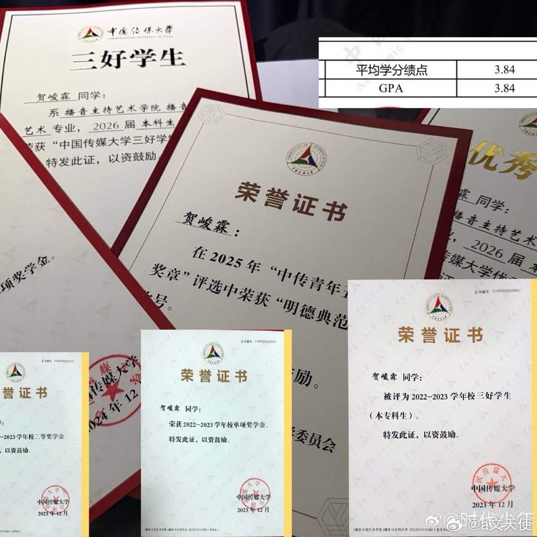 贺峻霖的平均学分绩点贺峻霖在中国传媒大学本科毕业时的平均学分绩点（GPA）为 3