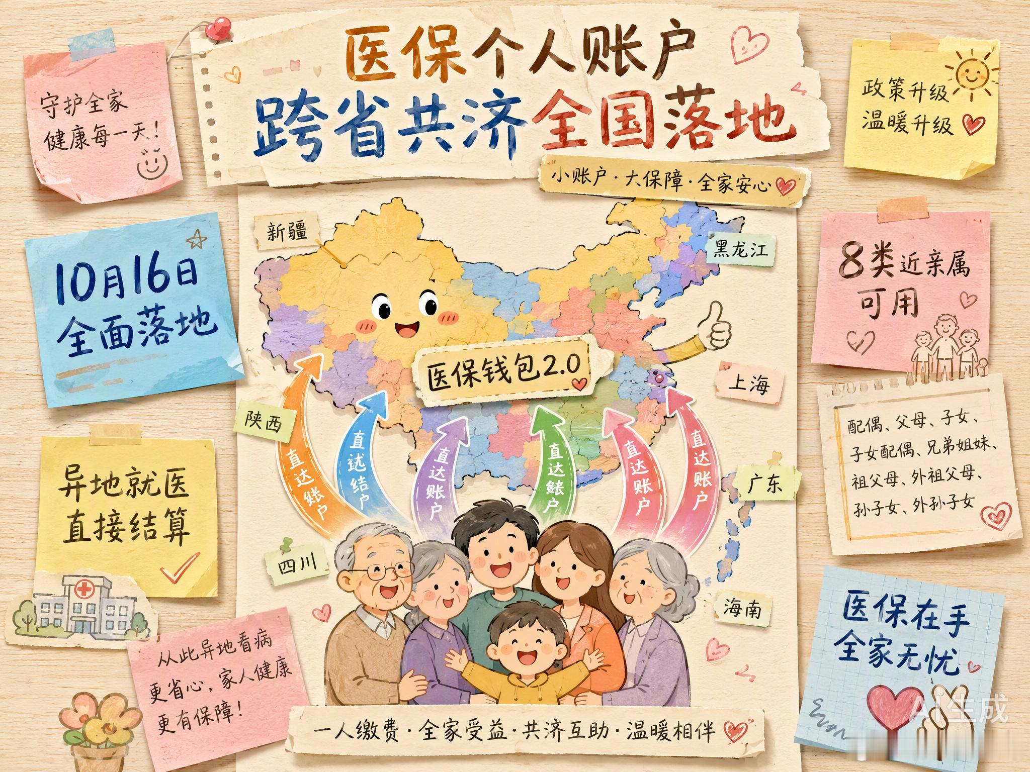 好消息，医保个人账户跨省共济，全国落地了。以前这钱像被锁在本地仓库里的物资，亲人