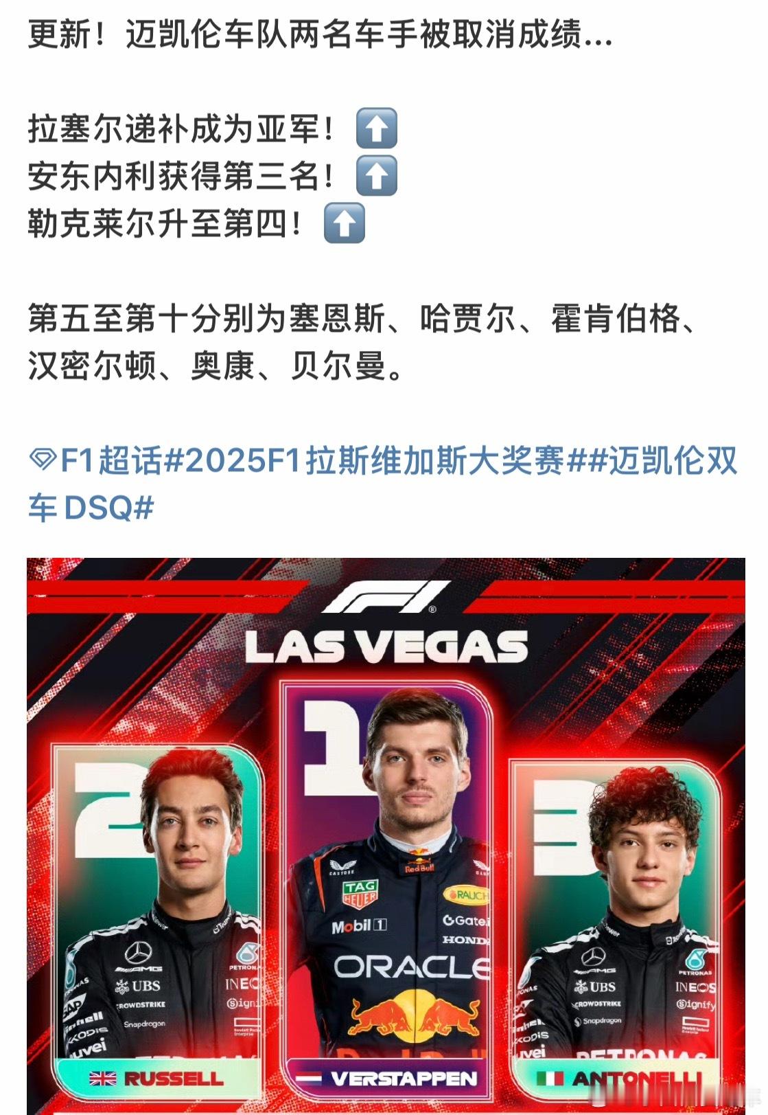 迈凯伦双车退赛勒克莱尔又第4了命运啊感觉车手总冠军很可能，会在最后一站才能确认产