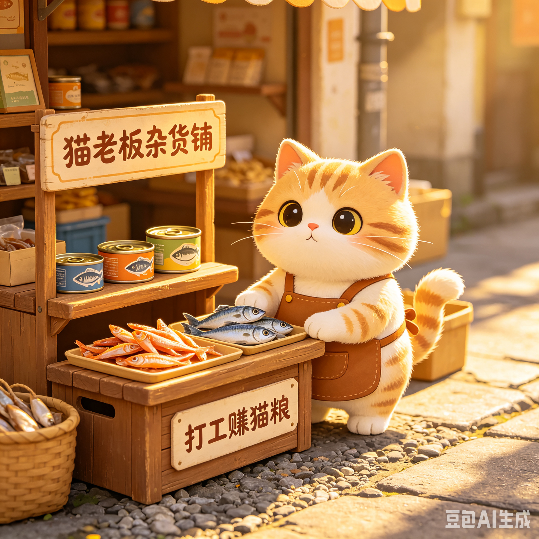 猫老板开始摆摊赚猫粮了猫老板正式出摊营业🐱风吹日晒赚口粮，全款拿下罐罐全靠摆摊