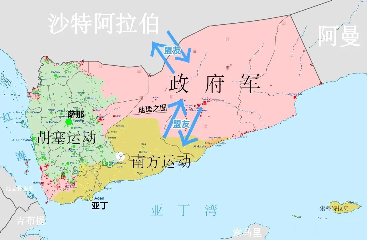 胡塞并没有完成对也门的统一，但它控制着以首都萨那为中心的关键区域，这里是自然环境