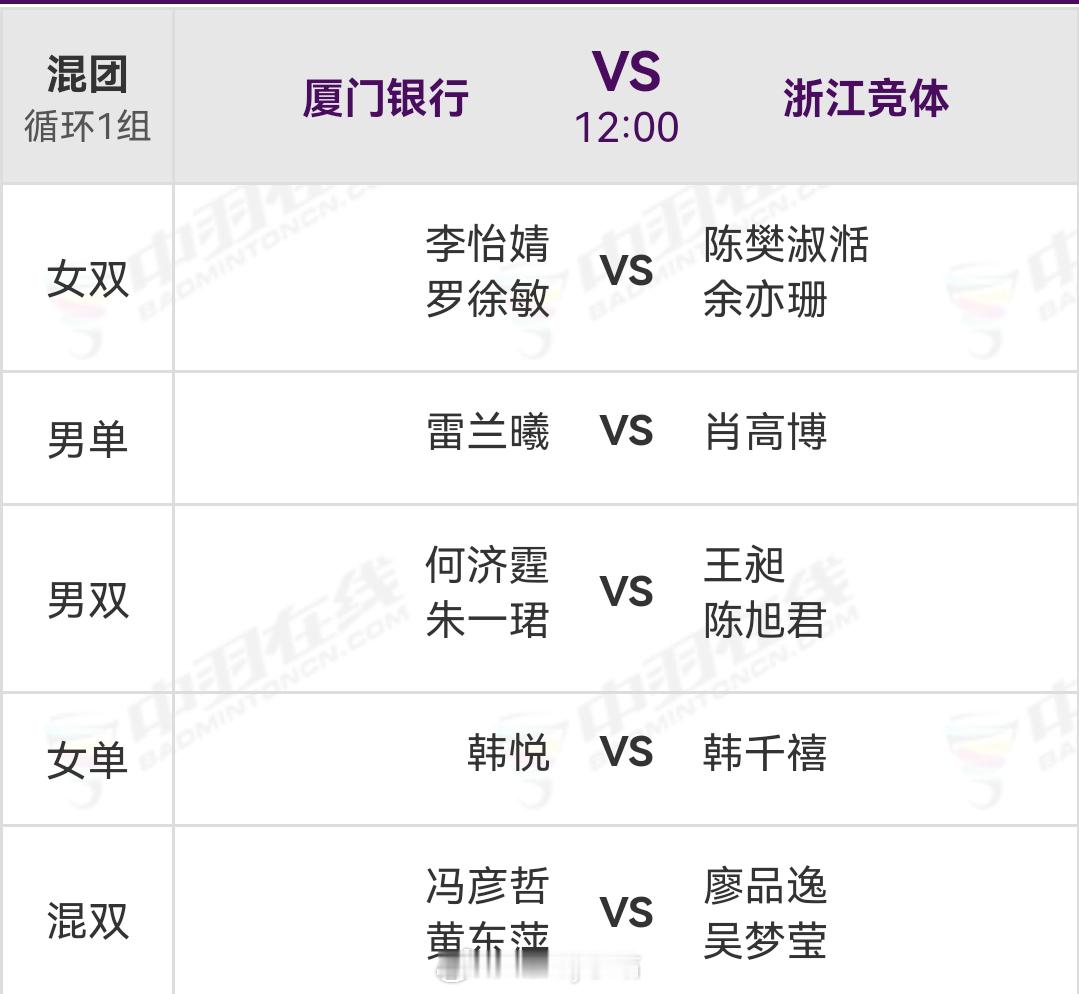 羽超联赛 梁伟铿羽超首秀今日赛程安排，看点满满蒋振邦搭档梁伟铿，王祉怡vs何冰娇