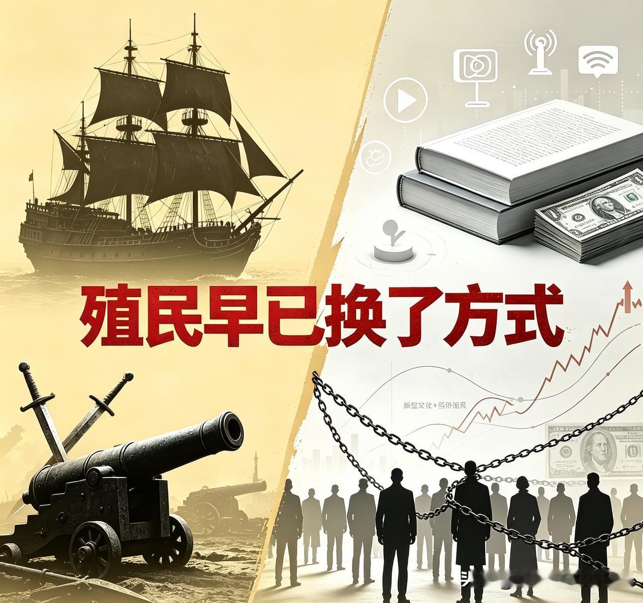 西方的殖民模式，早已完成全面升级。

过去的殖民，靠炮火开道、暴力掠夺，赤裸裸侵