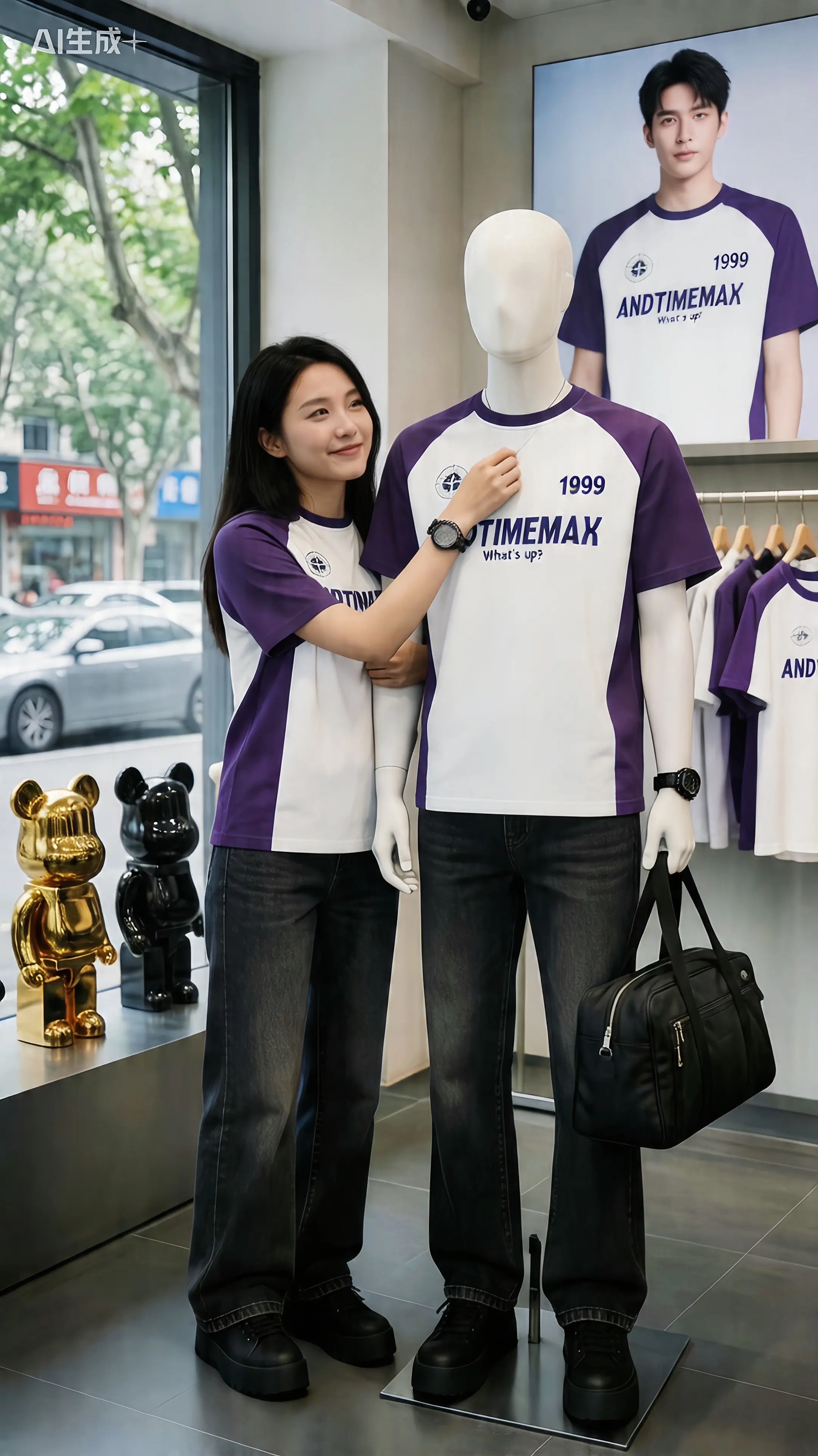 凉感短袖拼撞色透气宽松t恤