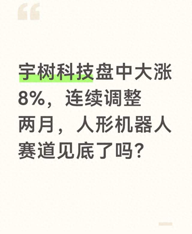 宇树科技盘中大涨8%，连续调整两月，人形机器人赛道见底了吗？