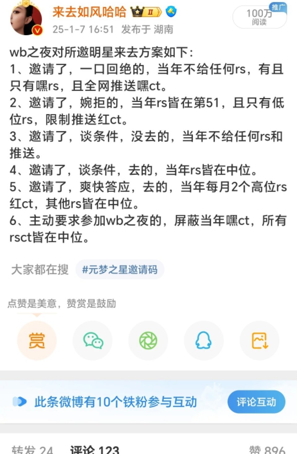 昂～～上午10点开始推送，没带话题的全域推送，粉圈女孩都看到了吗？不是，是有关人