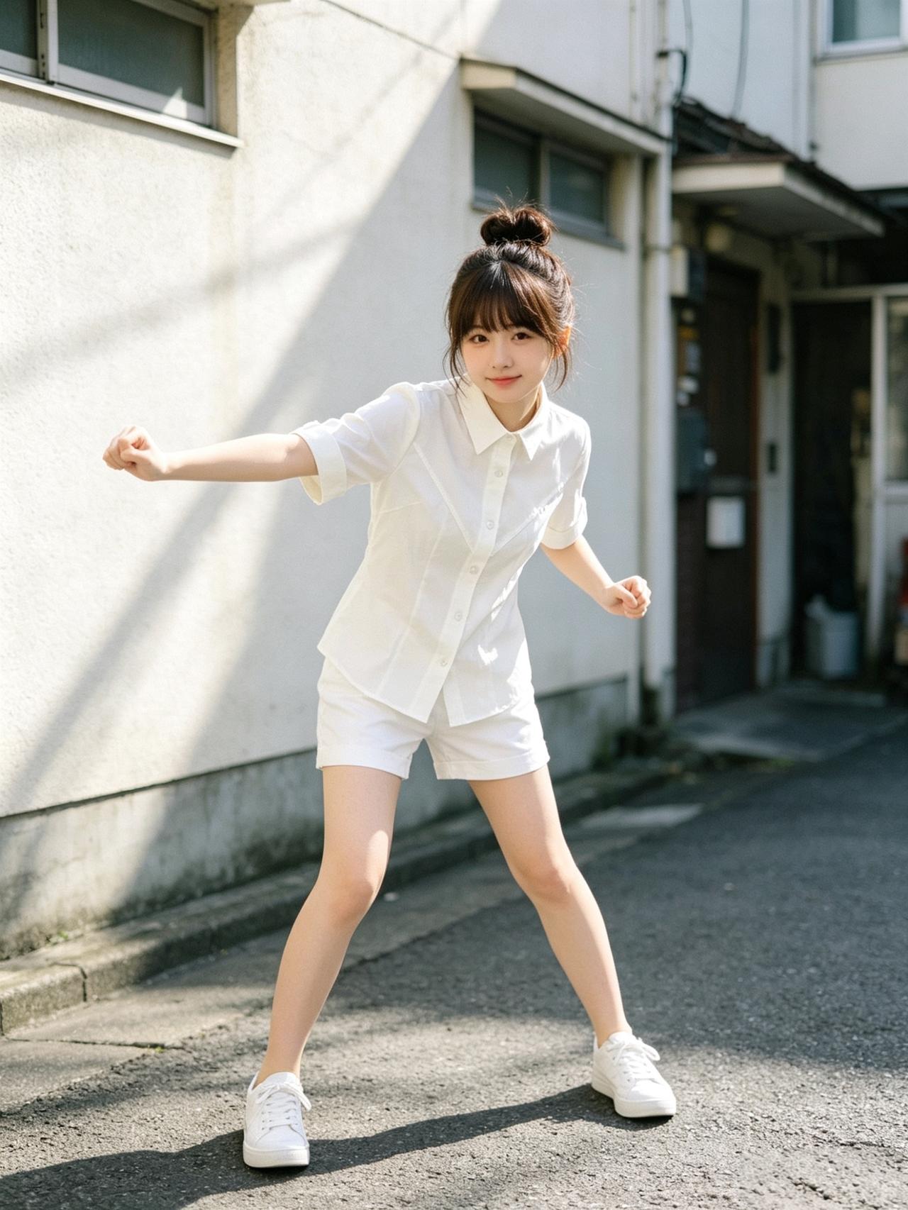 夏日清新穿搭，白色短袖+短裤，活力满满！🌞👗👟女生如何穿搭看起来时尚更有品