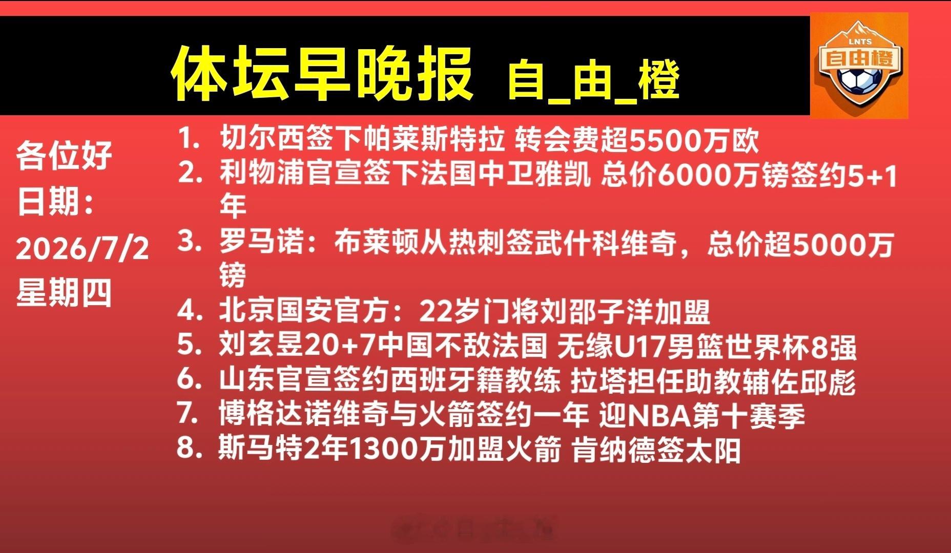 山东泰山自由橙体坛早晚报每日橙语
