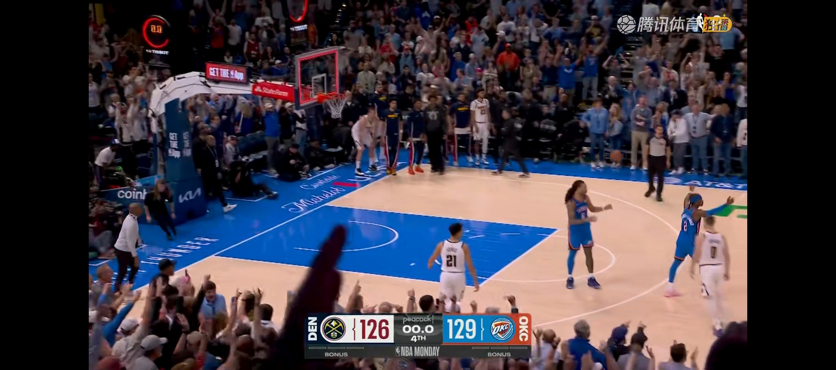 亚历山大！！！跟上一场打勇士一样，连续投进关键三分杀死比赛勇士vs雷霆雷霆vs掘