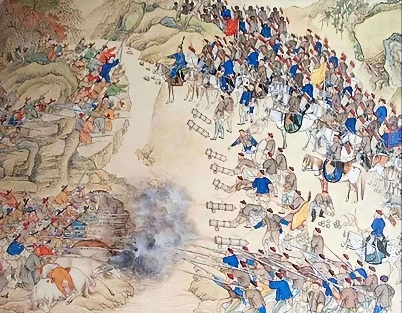 网上那些血淋淋的说法，翻遍乾隆年间的奏折和实录，根本找不到影子。
清军1755年