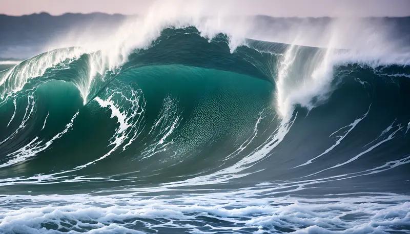 上联：怒海翻涛吞落日；
下联：狂飙卷浪涌春潮。