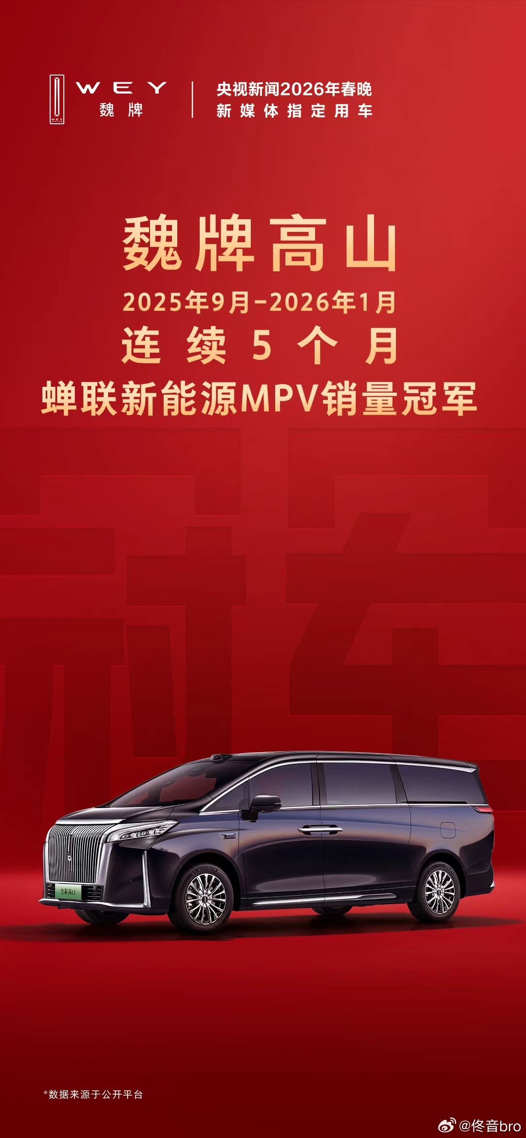 开启MPV家庭新时代魏牌高山看了眼去年9月到今年1月的新能源MPV销量数据，魏牌